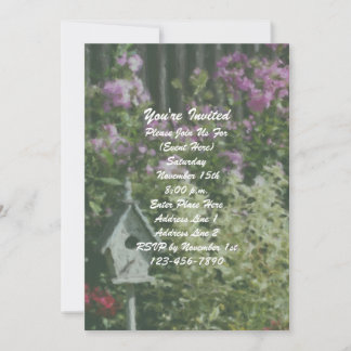 Flower Garden Bird House Floral Party Invitation