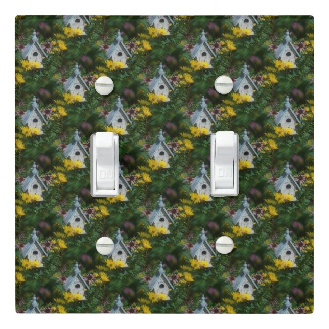 Flower Garden Bird House Nature Pattern   Light Switch Cover (In Situ)