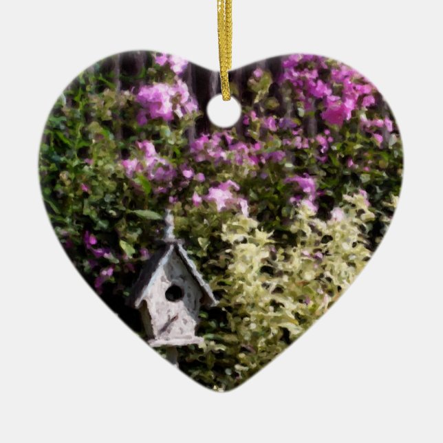 Flower Garden Bird House Ornament (Front)