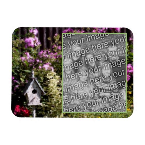 Flower Garden Bird House Painting Add Your Photo Magnet