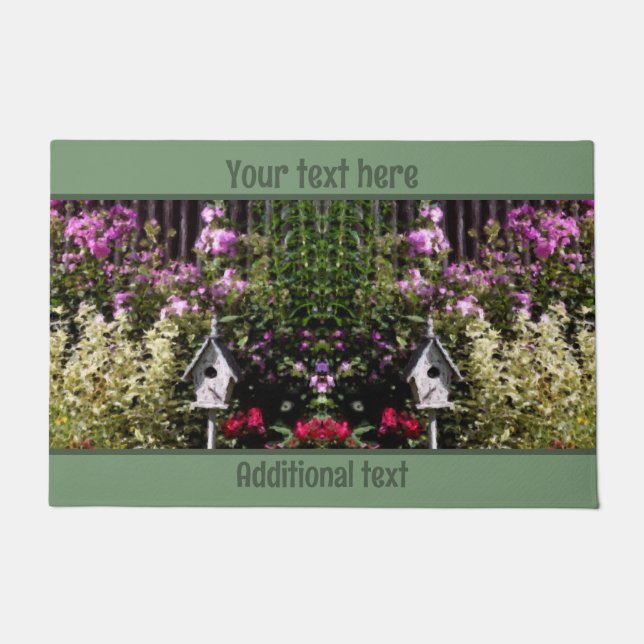 Flower Garden Bird House Painting Personalized Doormat (Front)