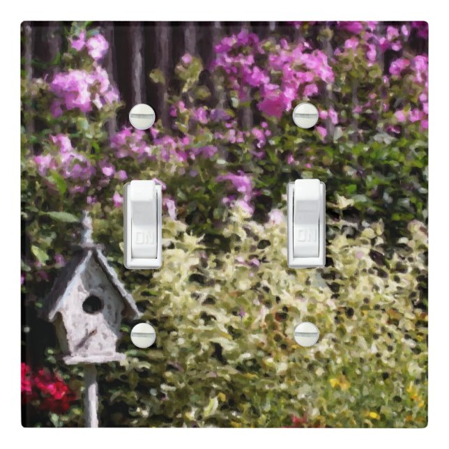Flower Garden Bird House Pastel Painting  Light Switch Cover (In Situ)