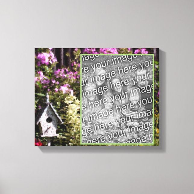 Flower Garden Birdhouse Art Create Your Own Photo Canvas Print (Front)