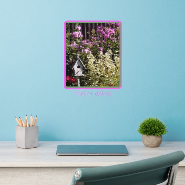 Flower Garden Birdhouse Painting Personalized  Wall Decal (Home Office 2)