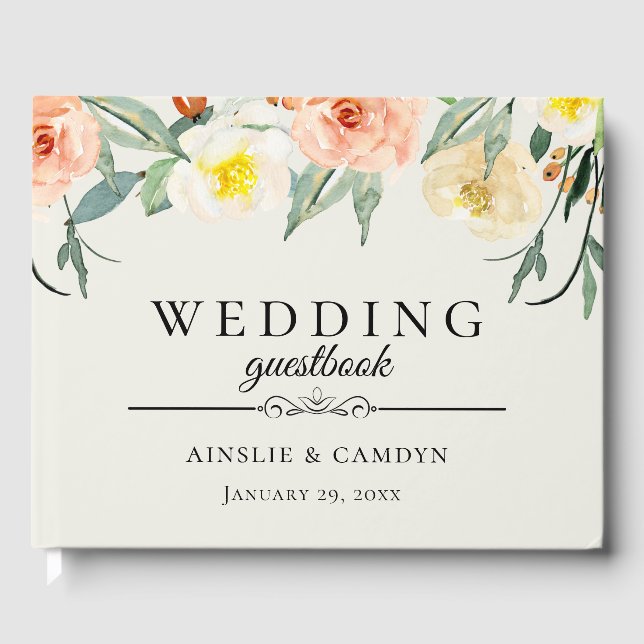 Flower Garden Bouquet Wedding Guest Book (Front)