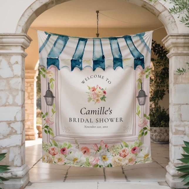 Flower Garden Bridal Shower Welcome Backdrop (Floral Garden Bridal Shower Photo Backdrop)