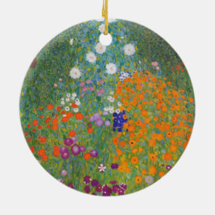 Flower Garden (by Gustav Klimt) Ceramic Ornament
