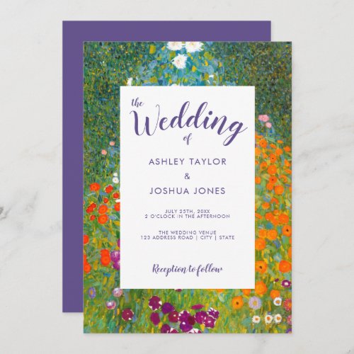 Flower Garden by Gustav Klimt Floral Wedding Invitation