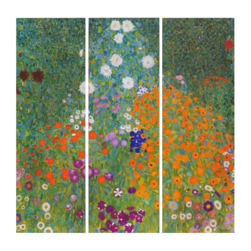 Flower Garden by Gustav Klimt Triptych