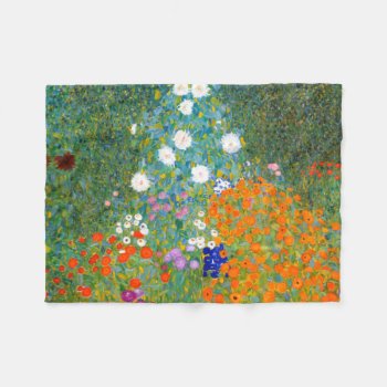 Flower Garden By Gustav Klimt Vintage Floral Fleece Blanket by GalleryGreats at Zazzle
