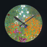 Flower Garden by Gustav Klimt Vintage Floral Round Clock<br><div class="desc">Bauerngarten / Flower Garden / Cottage Garden vintage art interpretation in 1905 by Austrian Symbolist & Art Nouveau Gustav Klimt (1862-1918)</div>