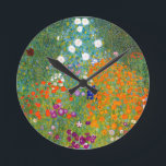 Flower Garden by Gustav Klimt Vintage Floral Round Clock<br><div class="desc">Bauerngarten / Flower Garden / Cottage Garden vintage art interpretation in 1905 by Austrian Symbolist & Art Nouveau Gustav Klimt (1862-1918)</div>
