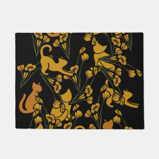 Flower Garden Cats Orange Tabby Cat Doormat
