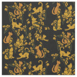 Flower Garden Cats Orange Tabby Cat Fabric