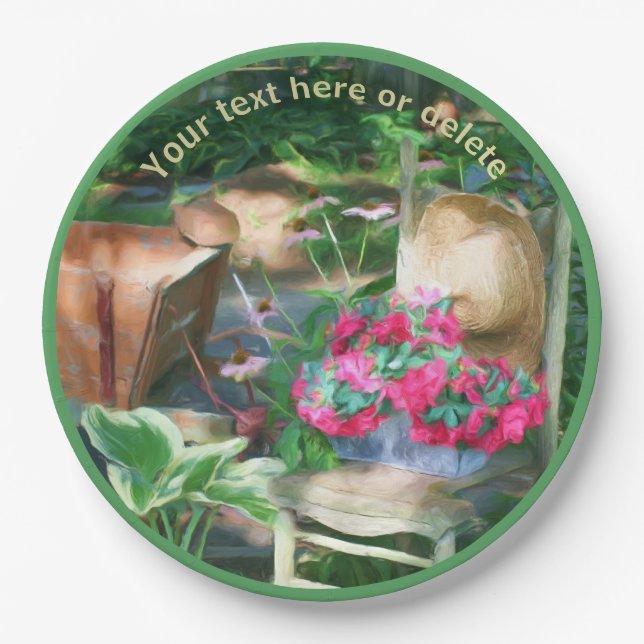 Flower Garden Chair Art Personalized Party   Paper Plates (Front)