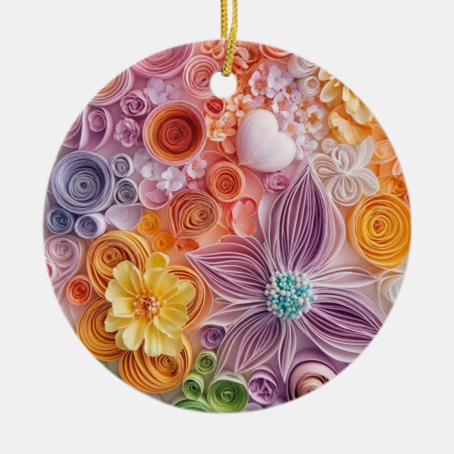 Flower garden circle ceramic ornament (Front)