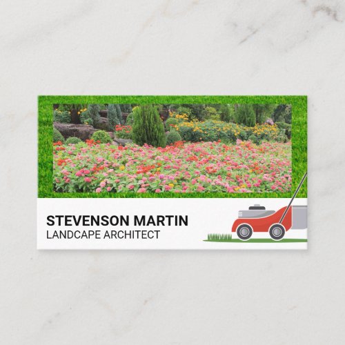 Flower Garden  Cut Grass Lawn Mower Business Card
