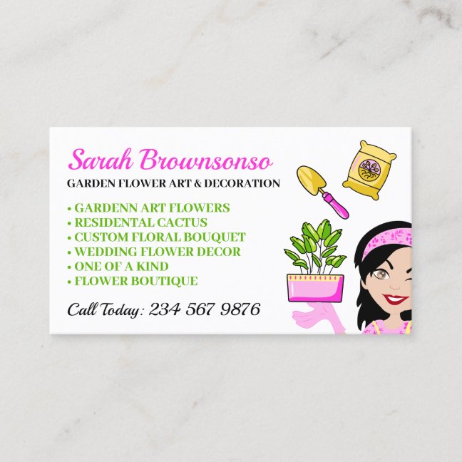 Flower Garden Decor Florist Business Card