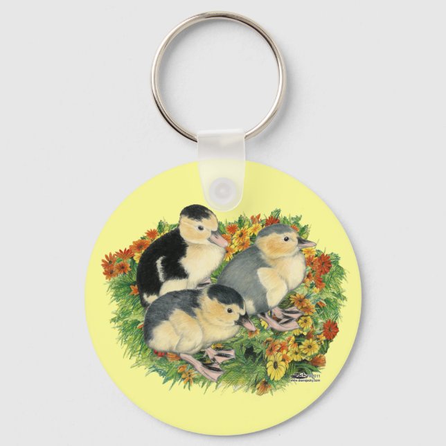 Flower Garden Ducklings Keychain (Front)