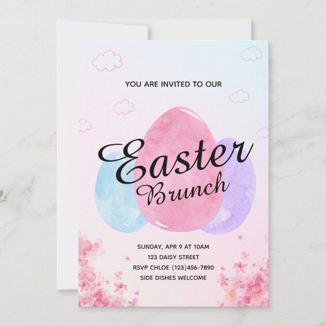 Flower Garden Eggs Easter brunch colorful Invitation (Front)