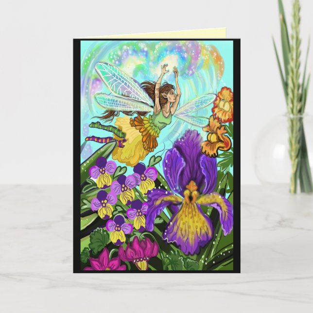 Flower Garden Fairy Birthday Card (Front)