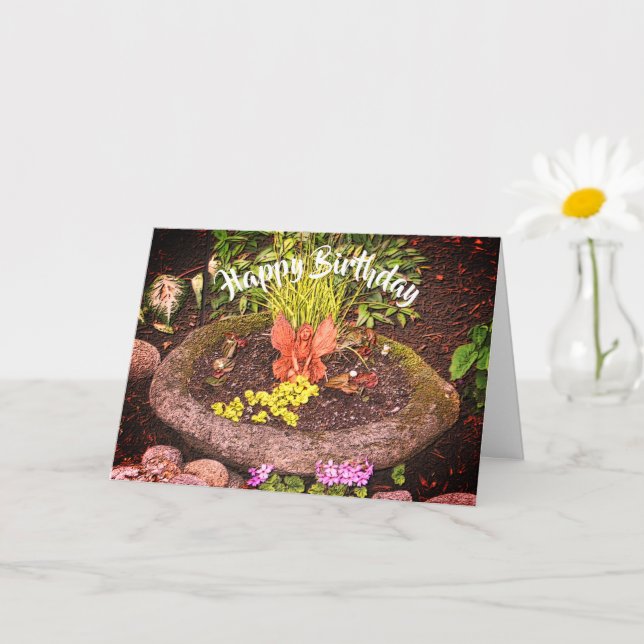 Flower Garden Fairy Nature Art Birthday Card (Small Plant)