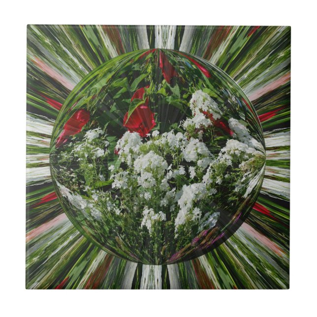 Flower Garden Floral Abstract Art Tile (Front)