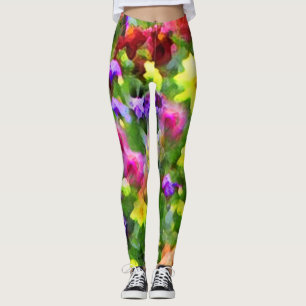 Flower Garden Floral Abstract Pattern Leggings