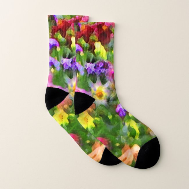 Flower Garden Floral Abstract Pattern Socks