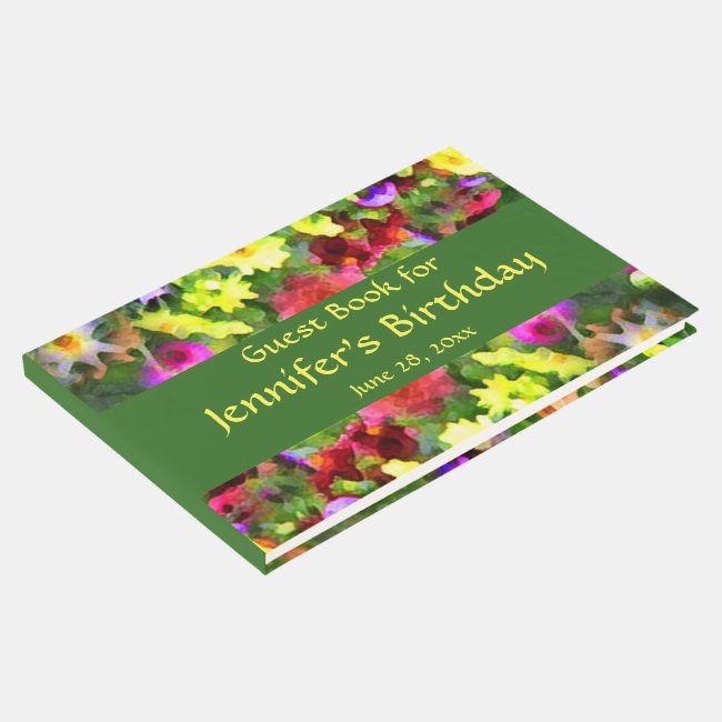 Flower Garden Floral Birthday Party Guest Book