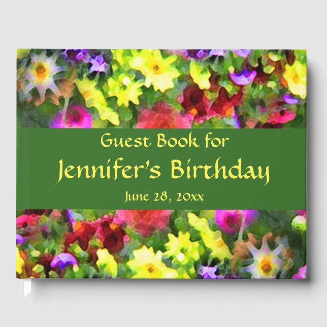 Flower Garden Floral Birthday Party Guest Book (Front)