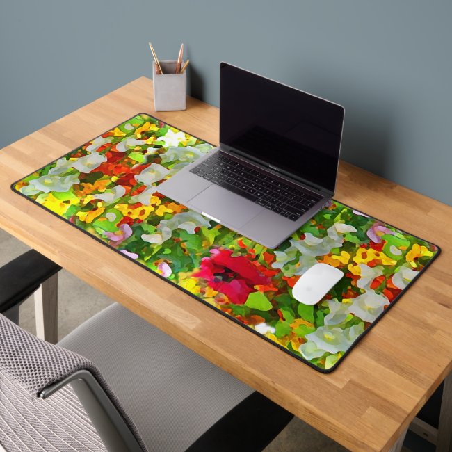 Flower Garden Floral Pattern Desk Mat