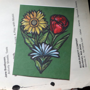Flower Garden Florists Rose Sunflower and Tulips Postcard