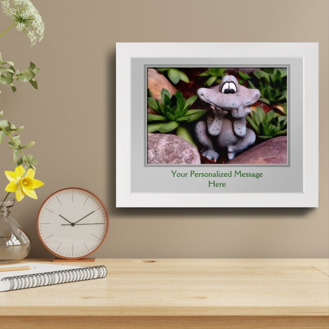 Flower Garden Frog Create Your Own Quote Framed Framed Art (Table Top)
