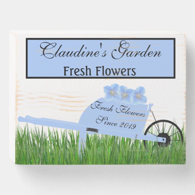 Flower Garden Gardener Florist Personalized Wooden Box Sign (Front Horizontal)
