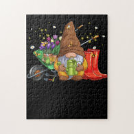 Flower Garden Gnome with Bees and Flowers Gardener Jigsaw Puzzle