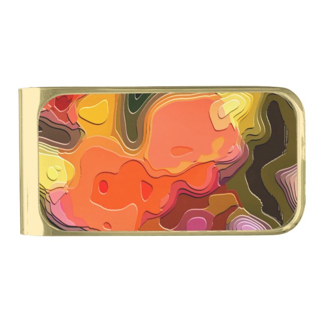 FLOWER GARDEN GOLD FINISH MONEY CLIP (Front)