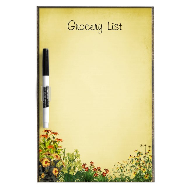 Flower Garden Grocery List Dry-Erase Board (Front)