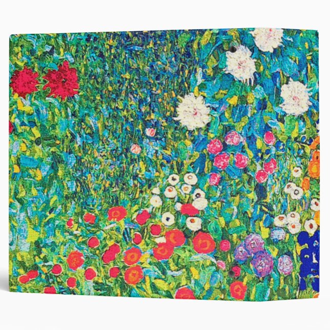 Flower Garden, Gustav Klimt 3 Ring Binder (Back/Spine)