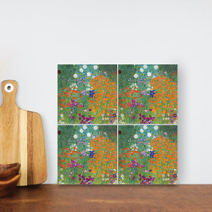 Flower Garden Gustav Klimt Colorful Ceramic Tile