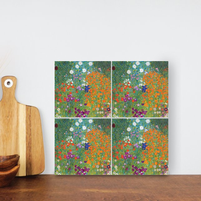 Flower Garden Gustav Klimt Colorful Ceramic Tile (Creator Uploaded)