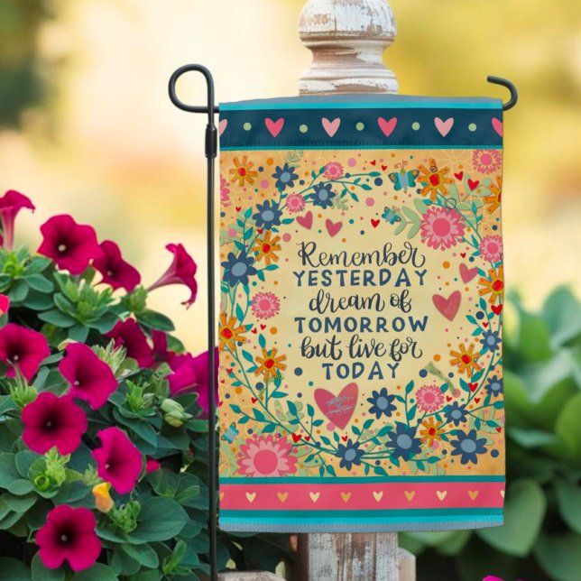 Flower Garden Hearts Motivating Quote Inspirivity Garden Flag (Creator Uploaded)