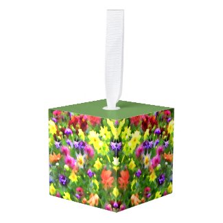 Flower Garden Impressions Floral Cube Ornament