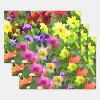 Flower Garden Impressions Wrapping Paper Set