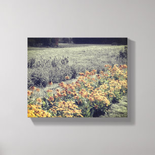 Flower Garden In Black And White Canvas Print
