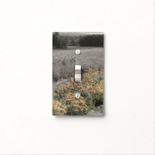 Flower Garden In Black And White Light Switch Cover