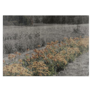 Flower Garden In Black And White Nature Cutting Board