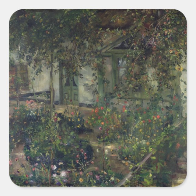 Flower garden in bloom, 1904 square sticker (Front)