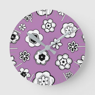 Flower Garden in Wild Orchid Round Clock