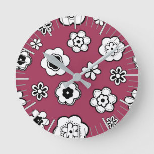 Flower Garden in Wine Round Clock